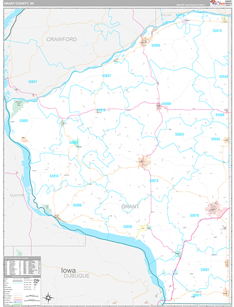 Grant County, WI Wall Map