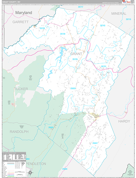 Grant County, WV Zip Code Map
