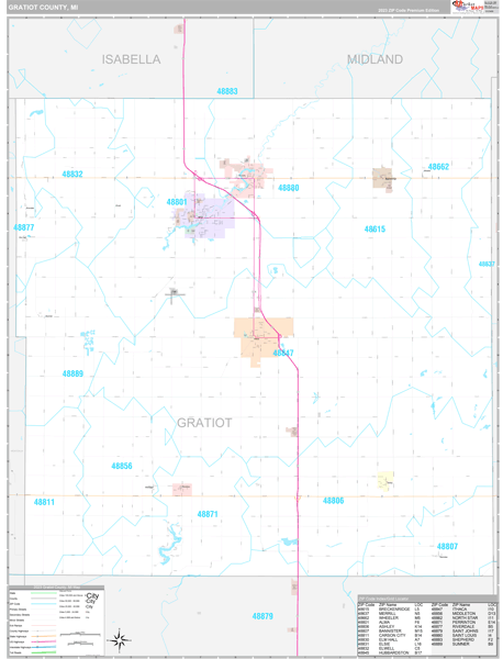 Gratiot County, MI Wall Map