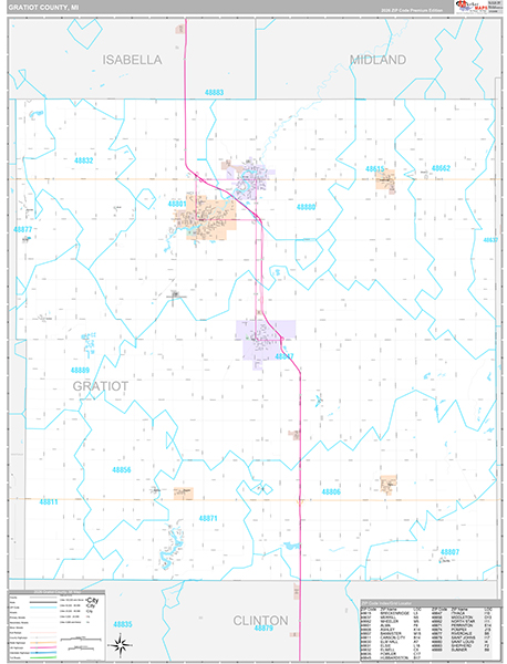 Gratiot County, MI Zip Code Map