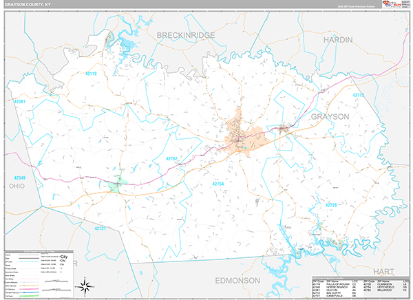 Grayson County, KY Zip Code Map