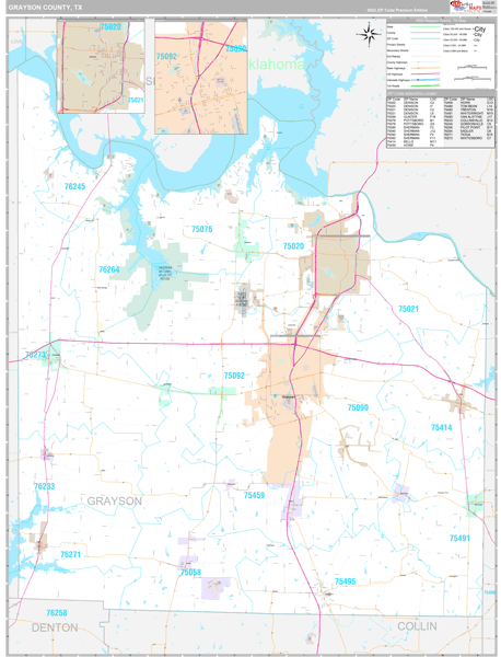 Grayson County, TX Wall Map