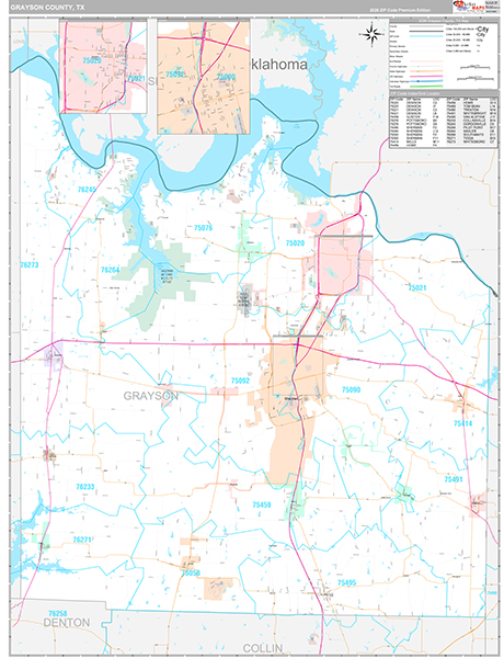 Grayson County, TX Zip Code Map