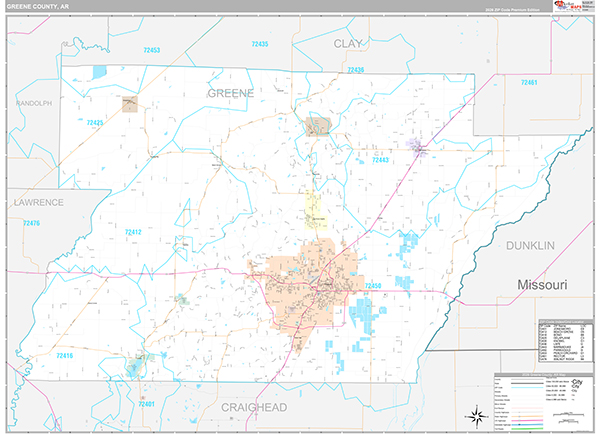 Greene County, AR Zip Code Map