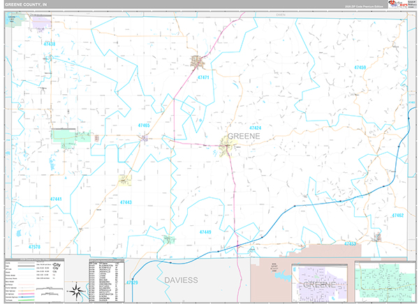 Greene County, IN Zip Code Map