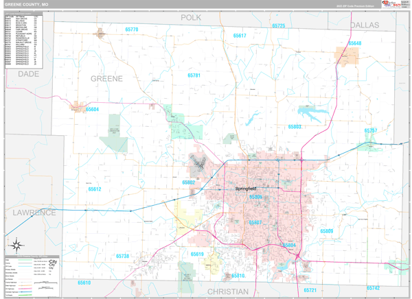 Greene County, MO Wall Map