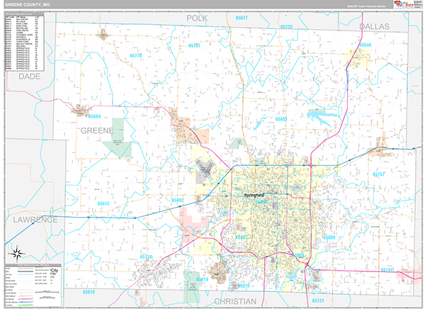 Greene County, MO Map Premium Style