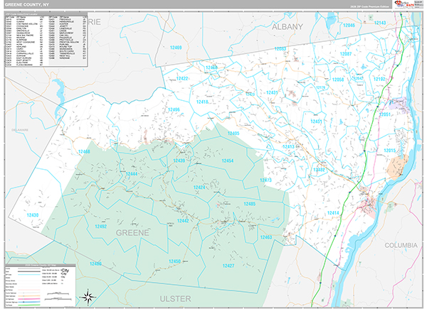 Greene County, NY Zip Code Map