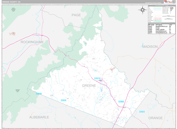 Greene County, VA Wall Map
