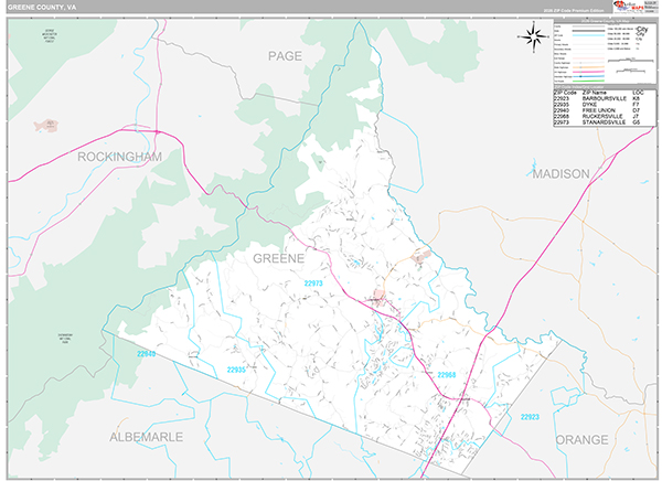 Greene County, VA Wall Map