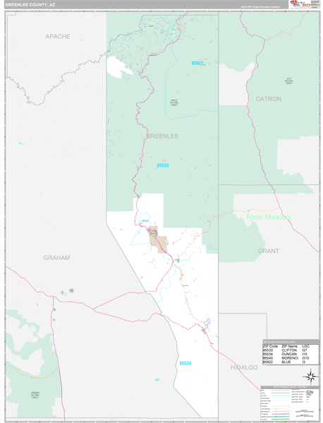 Greenlee County, AZ Wall Map