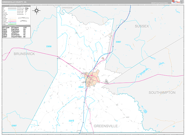 Greensville County, VA Wall Map