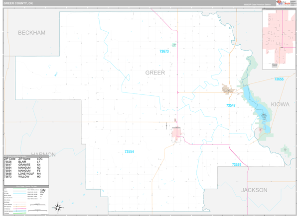Greer County, OK Wall Map