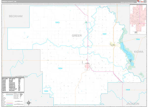 Greer County, OK Wall Map