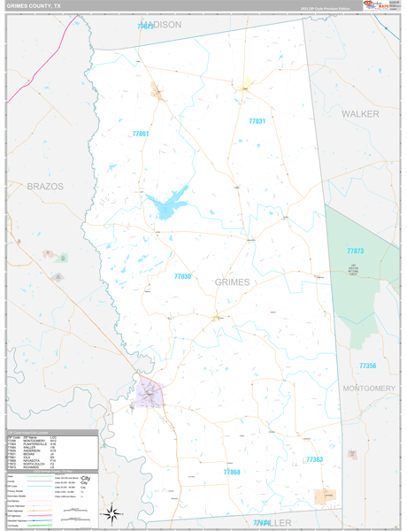 Grimes County, TX Wall Map
