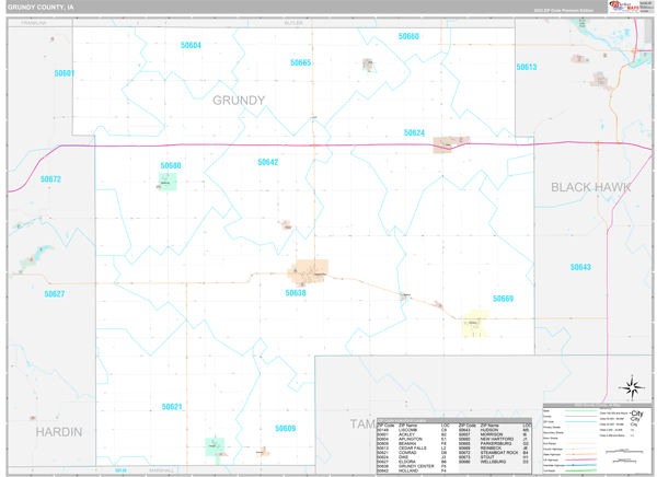 Grundy County Wall Map Premium Style