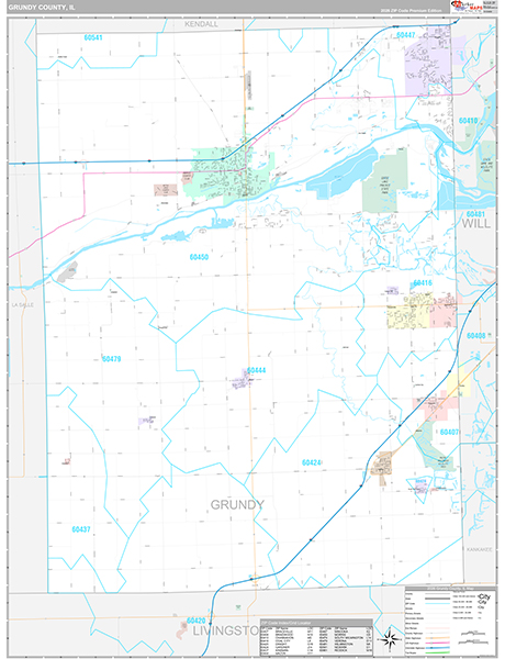 Grundy County, IL Zip Code Map