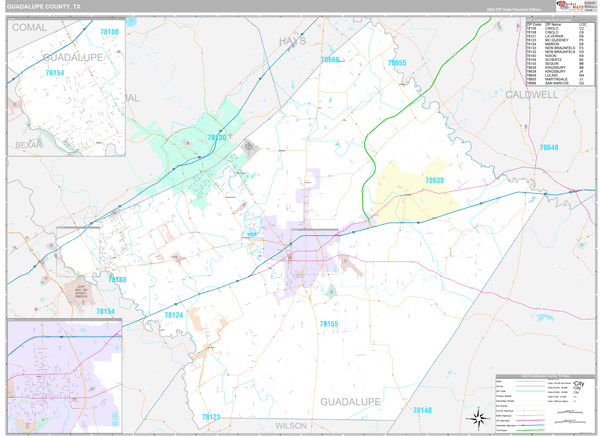 Guadalupe County, TX Wall Map