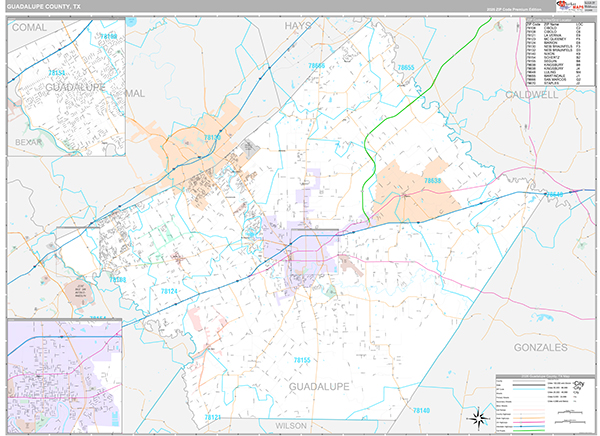 Guadalupe County, TX Zip Code Map