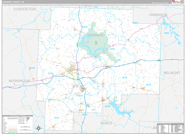 Guernsey County, OH Zip Code Map