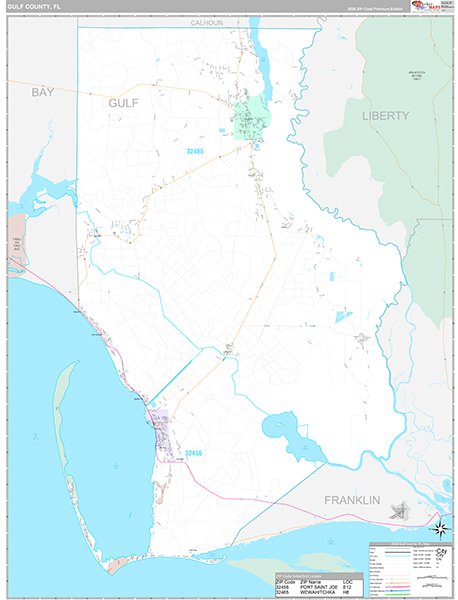 Gulf County, FL Zip Code Map