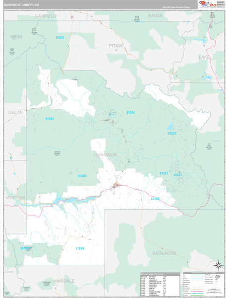 Gunnison County Digital Map Premium Style
