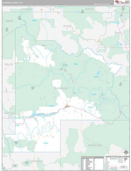 Gunnison County, CO Zip Code Map