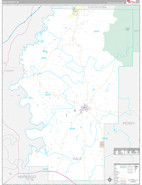 Hale County, AL Zip Code Map