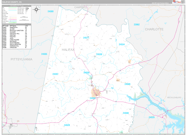Halifax County, VA Wall Map