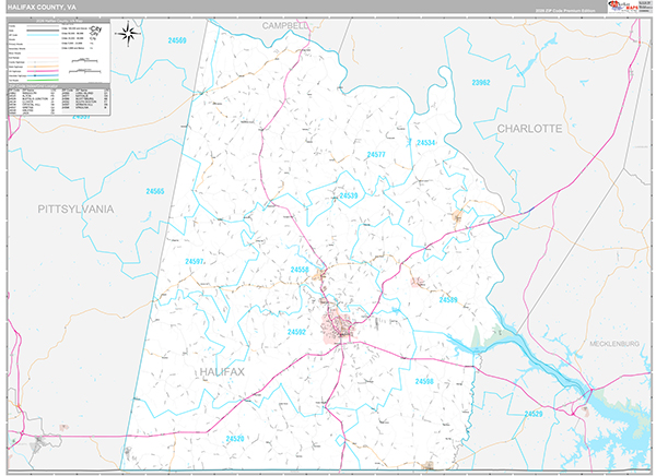 Halifax County, VA Wall Map