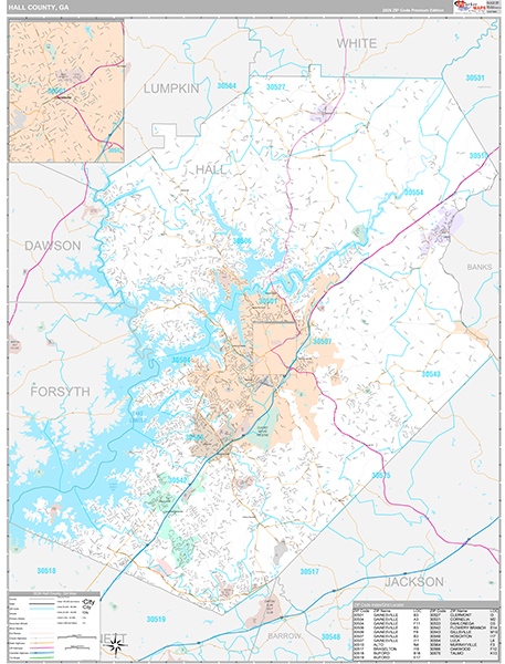 Hall County, GA Wall Map