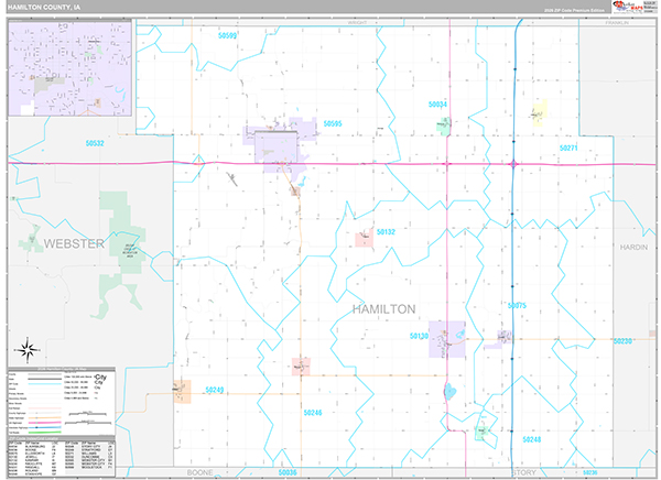 Hamilton County, IA Carrier Route Wall Map