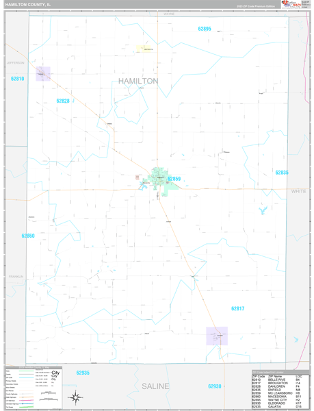 Hamilton County, IL Wall Map