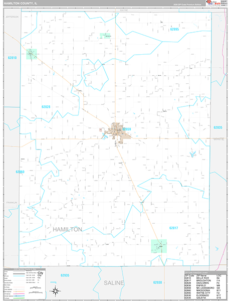 Hamilton County, IL Zip Code Map