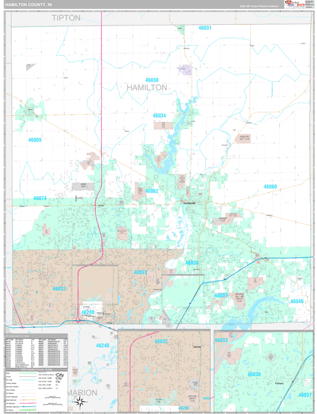 Hamilton County, IN Wall Map