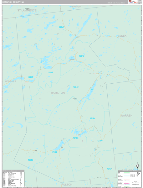 Hamilton County, NY Wall Map