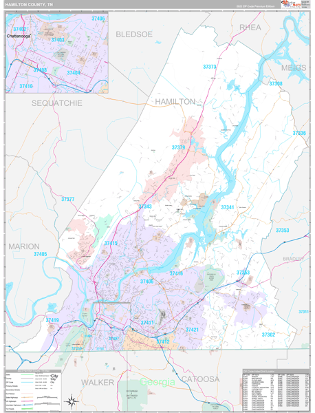 Hamilton County, TN Wall Map