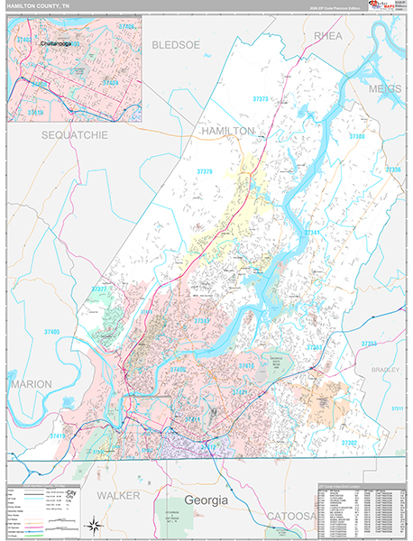 Hamilton County, TN Zip Code Map