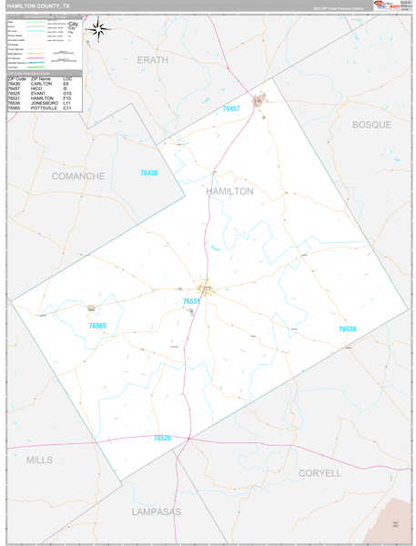 Hamilton County, TX Wall Map