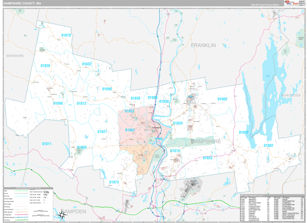 Hampshire County, MA Wall Map