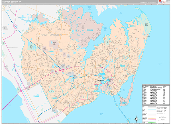 Hampton County, VA Wall Map