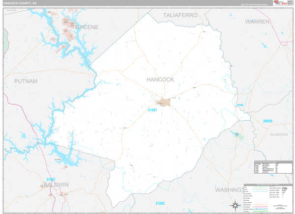 Hancock County, GA Wall Map