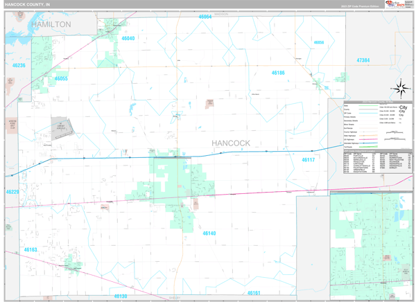 Hancock County, IN Wall Map