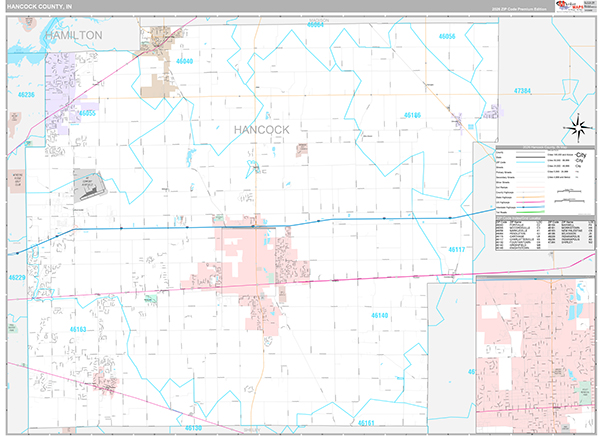 Hancock County, IN Zip Code Map