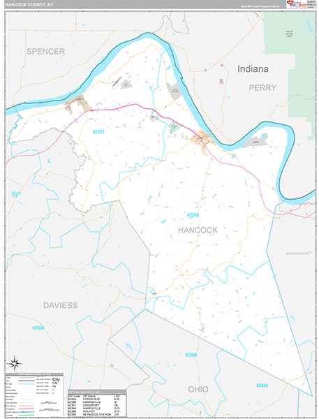 Hancock County, KY Zip Code Map