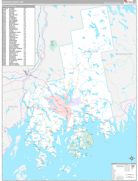 Hancock County, ME Wall Map Premium Style
