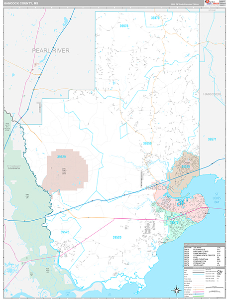Hancock County, MS Zip Code Map