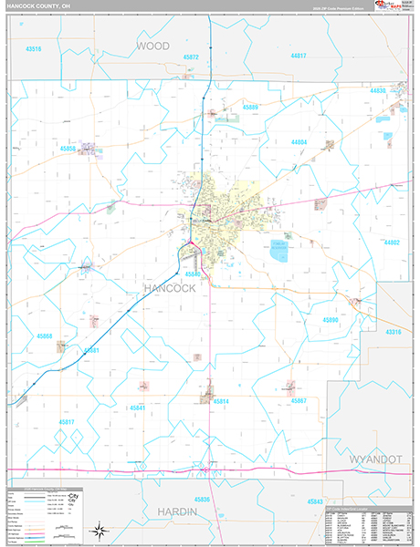 Hancock County, OH Zip Code Map