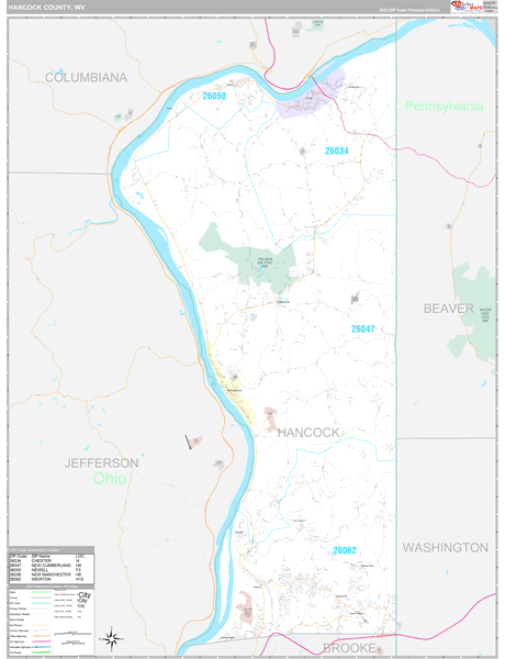 Hancock County, WV Wall Map