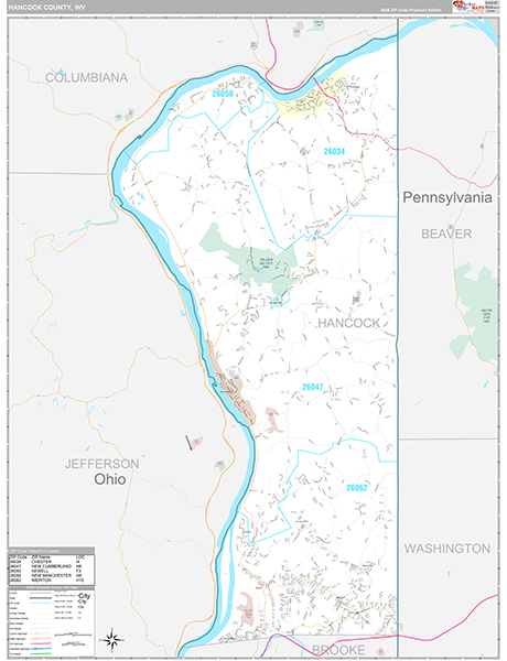 Hancock County, WV Zip Code Map